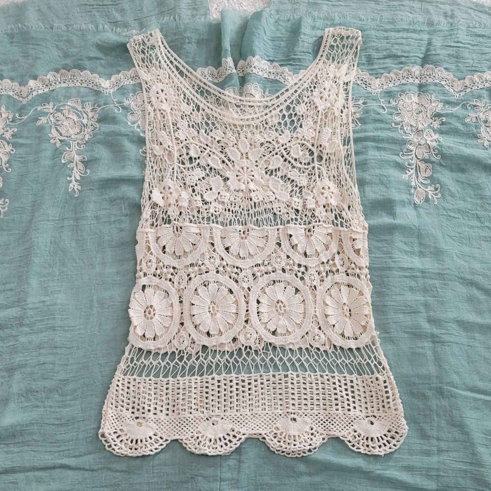 Crochet Tank Cream S